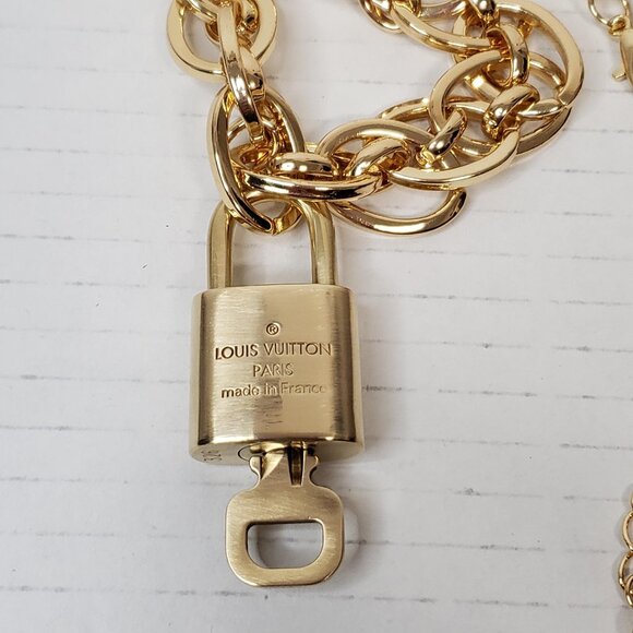 Authentic Louis Vuitton Gold Padlock with Unbranded Punky Gold Plated Chain - Picture 5 of 13